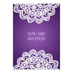   Elegant Bridal Shower Vintage Lace Purple 5x7 Paper Invitation Card