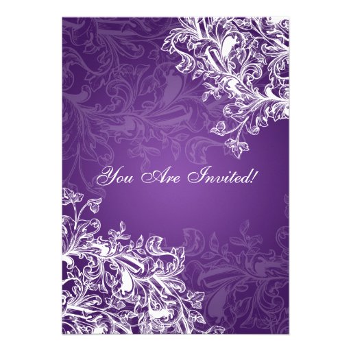 Elegant Bridal Shower Vintage Swirls Purple Personalized Announcements