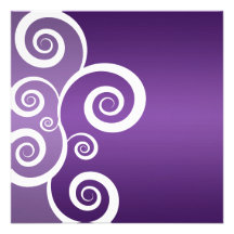 Elegant Bridal Shower White Swirls Purple Personalized Invitations