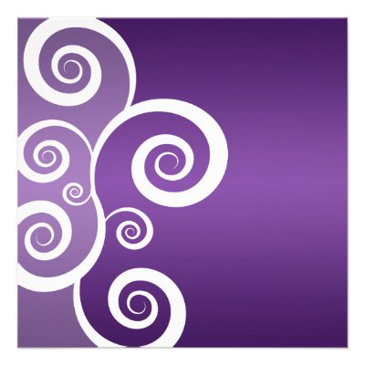 Elegant Bridal Shower White Swirls Purple Personalized Invitations
