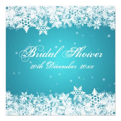Elegant Bridal Shower Winter Snowflakes Blue Custom Invites