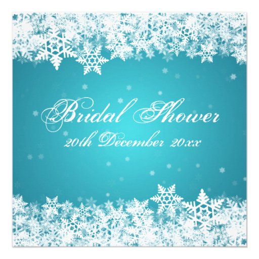 Elegant Bridal Shower Winter Snowflakes Blue Custom Invites