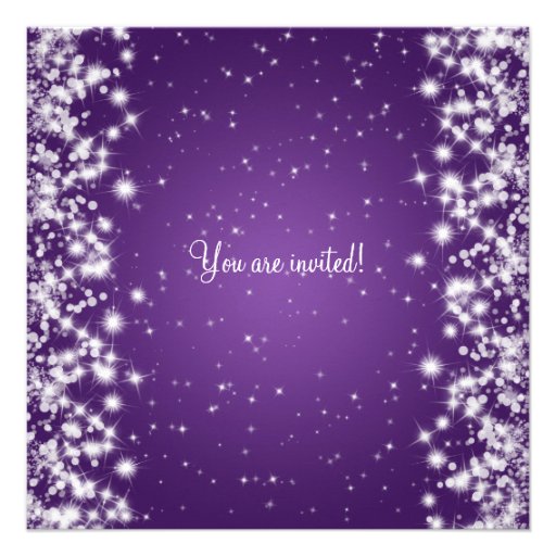 Elegant Bridal Shower Winter Sparkle Purple Custom Invitations