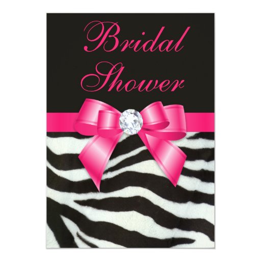 pink and zebra wedding invitations bridal shower zebra stripes pink bow 5x7 paper pink and zebra wedding invitations bridal shower zebra stripes pink bow 5x7 paper
