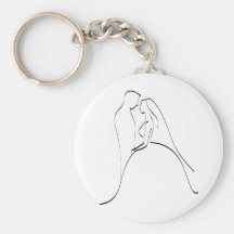 Elegant Bride and Groom Silhouette Template Key Chains