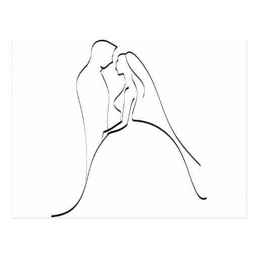 Elegant Bride and Groom Silhouette Template Postcard | Zazzle