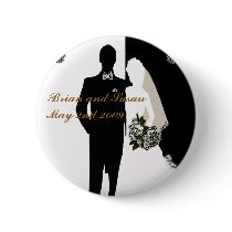 Elegant Bride and Groom Wedding Button by TastefulDesigns Elegant Bride and Groom Wedding Button