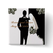 Elegant Bride and Groom Wedding Button by TastefulDesigns Elegant Bride and Groom Wedding Button