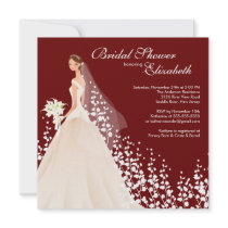 Elegant Bride Bridal Shower Invitation Wine White