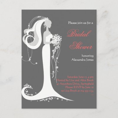 Elegant Bride Bridal Shower Party Invitation 6 Post Card