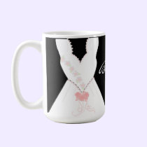 Elegant Bride Gown in Black and White mugs