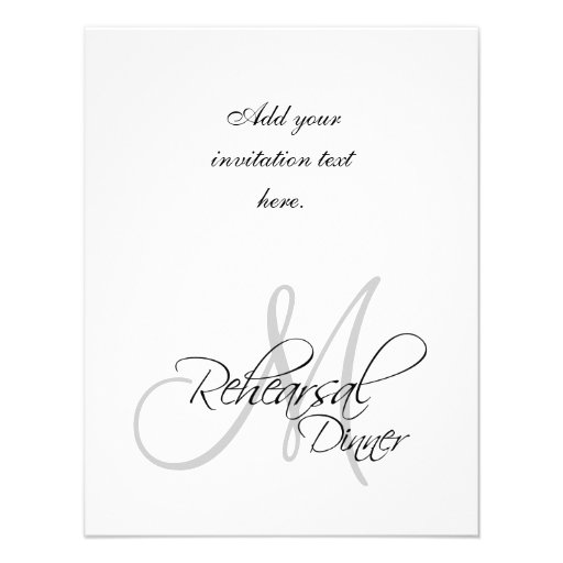 Elegant Bride Groom Monogram Rehearsal Dinner Personalized Invitation