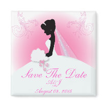 Elegant bride silhouette Bridal Shower Fridge Magnets
