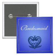 Elegant bridesmaid blue wedding button