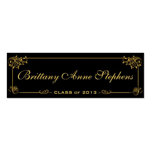 Elegant Bright Gold Graduation Name Card Insert Business Card Template