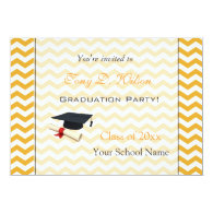 Elegant, bright summer yellow chevron graduation personalized invite