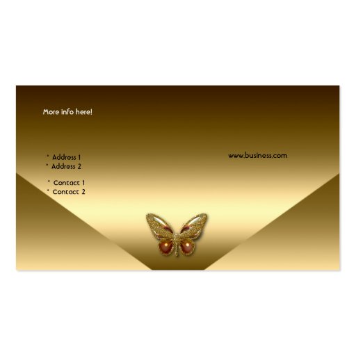 Elegant Bronze Gold Butterfly Jewel Business Card (back side)