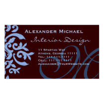 Elegant Brown and Blue Damask Fancy Designer business cards