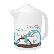 Elegant Brown Aqua Blue Abstract Flourish Teapot