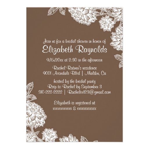 Elegant Brown Bridal Shower Invitations