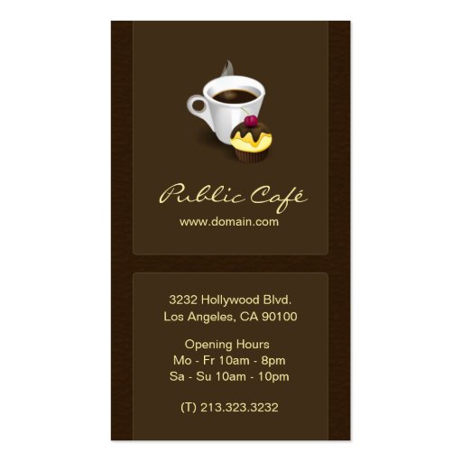 Elegant Brown Chocolate Cafe Business Card (front side)