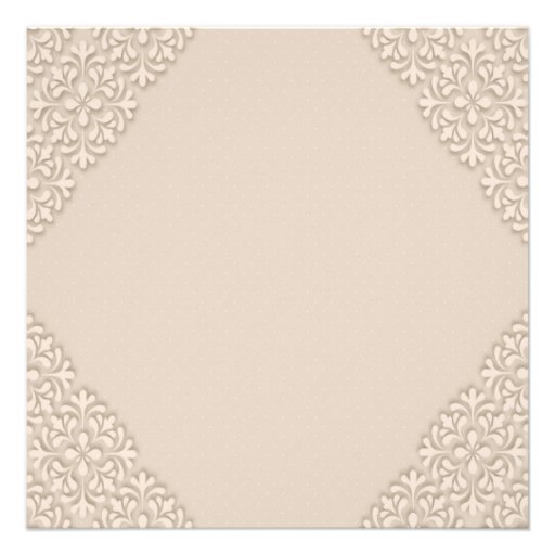 Elegant Brown Damask Bridal Shower Invitation