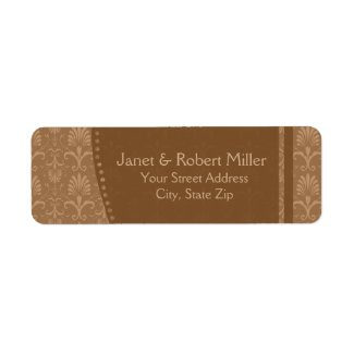 Elegant Brown Damask Return Address Label