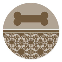 Elegant Brown Dog Bone Stickers