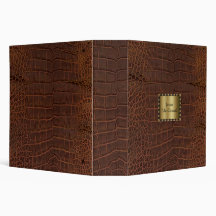 Elegant Brown Faux Alligator Binder