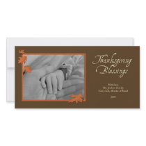 Elegant brown orange falling leaves Thanksgiving photo cards