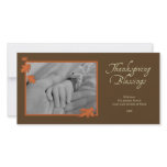 Elegant brown orange falling leaves Thanksgiving Customized Photo Card