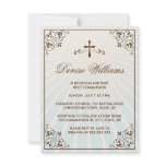 Elegant brown ornate frame first communion invite