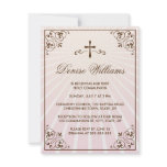 Elegant brown ornate frame first communion invite