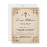 Elegant brown ornate frame first communion invite