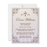 Elegant brown ornate frame first communion invite