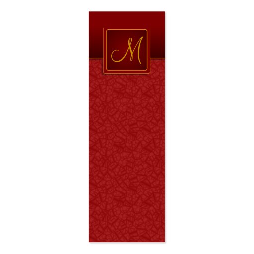 Elegant Burgundy Crackle Finish Bookmark Business Card (back side)