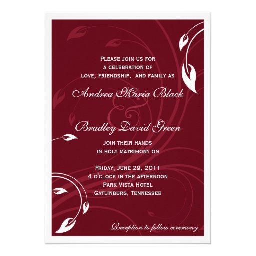 Elegant Burgundy White Wedding Invitation