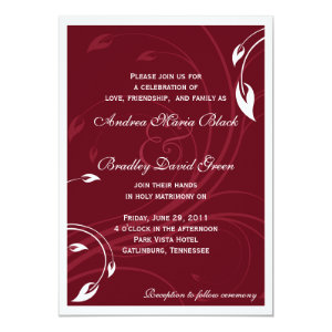 Elegant Burgundy White Wedding Invitation 5