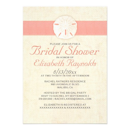 Elegant Burlap Sand Dollar Bridal Shower Invites