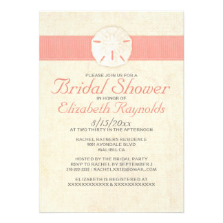 Elegant Burlap Sand Dollar Bridal Shower Invites Custom Invitations