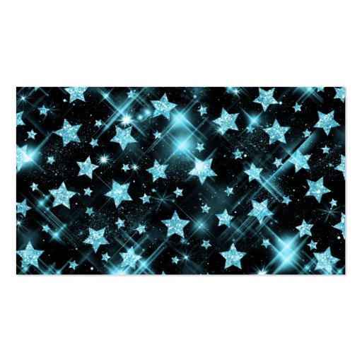 Elegant Business Blue Glitter Stars Business Card (back side)