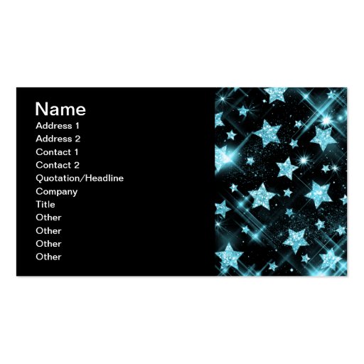 Elegant Business Blue Glitter Stars Business Card (front side)