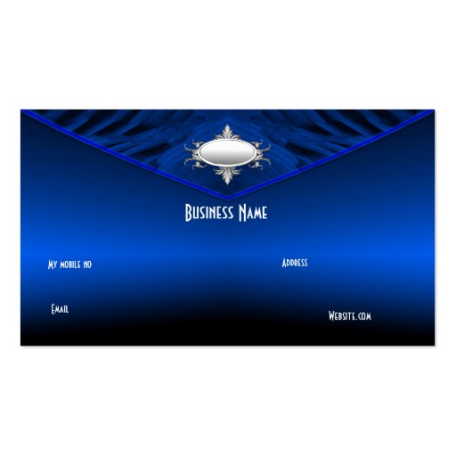Elegant Business Card Art Deco Blue Silver Plaque (back side)