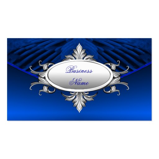 Elegant Business Card Art Deco Blue Silver Plaque (front side)