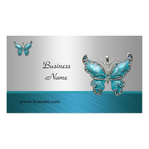 Elegant Business Card Butterfly Teal Blue 2 (front side)