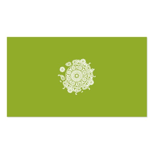Elegant Business Card in Lime Green and White (back side)