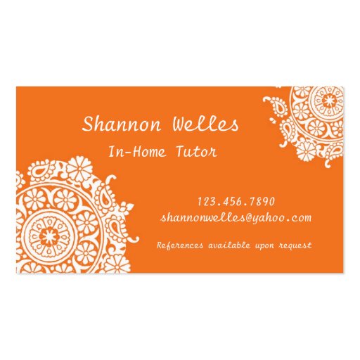 Elegant Business Card in Orange and White (front side)