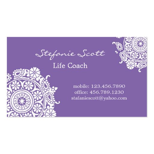 Elegant Business Card in Purple and White (front side)