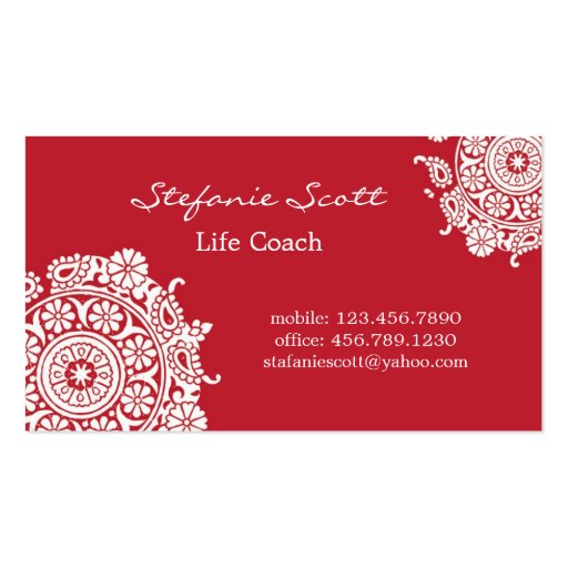 Elegant Business Card in Red and White (front side)