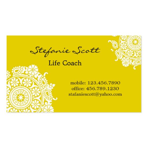Elegant Business Card in Yellow and White (front side)